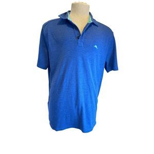 Tommy Bahama Men’s Polo 3/4 Buttons Short Sleeves Sz L Cotton Blue